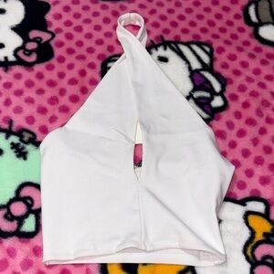 Zara White and Multicolor Halter Top